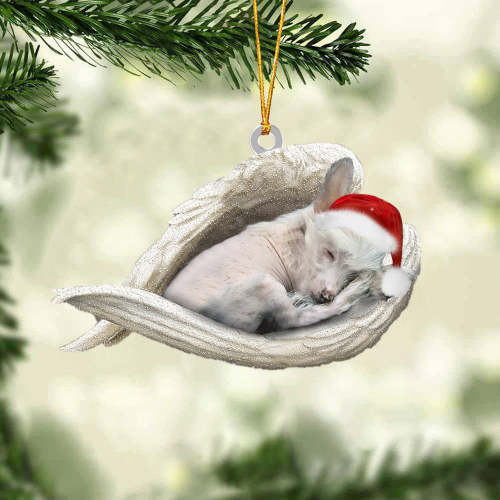 Chinese Crested Sleeping Angel Christmas Ornament