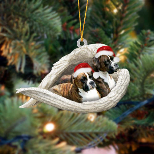Brindle Boxer Sleeping Angel Christmas Ornament