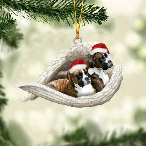 Brindle Boxer Sleeping Angel Christmas Ornament