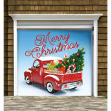 Red Truck Christmas-Christmas Garage Door Decor Mural for Single Car Garage