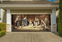 Nativity Scene Garage Door Banner, Christmas Mural for Double Garage Door