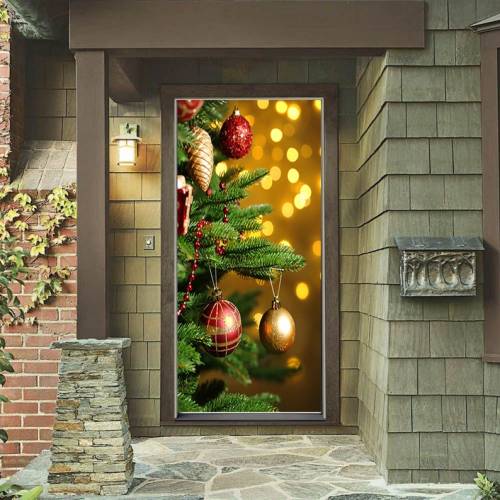 Decorated Tree Door Cover - Christmas Door Covers - Outdoor Christmas Decorations - Front Door Decor - Door Cover - Holiday Door Covers