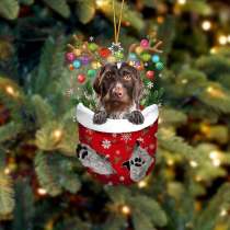 German Wirehaired Pointer In Snow Pocket Christmas Ornament