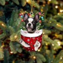 French Bulldog In Snow Pocket Christmas Ornament