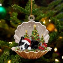 Border Collie-Sleeping Pearl in Christmas Two Sided Ornament