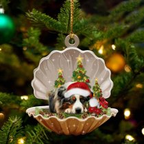 Australian Shepherd3-Sleeping Pearl in Christmas Two Sided Ornament