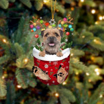 Border Terrier In Snow Pocket Christmas Ornament