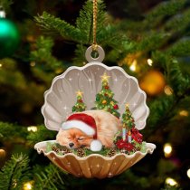 Pomeranian3-Sleeping Pearl in Christmas Two Sided Ornament