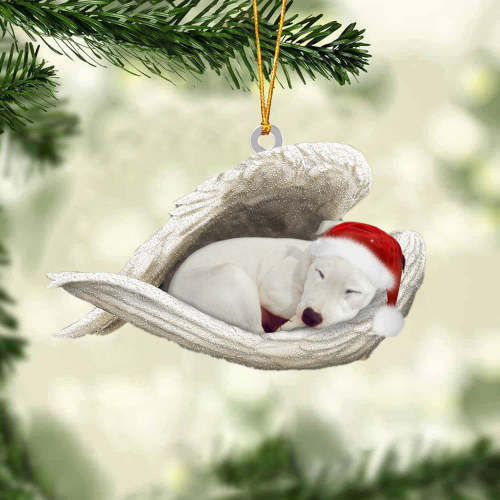White Staffie Sleeping Angel Christmas Ornament