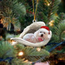 Poodle(White) Sleeping Angel Christmas Ornament