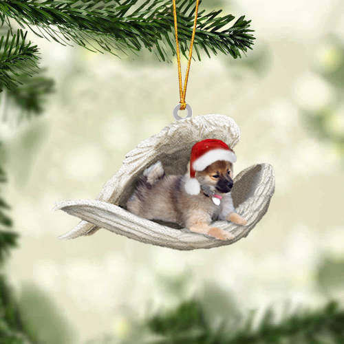 wolf sable pomeranian Sleeping Angel Christmas Ornament