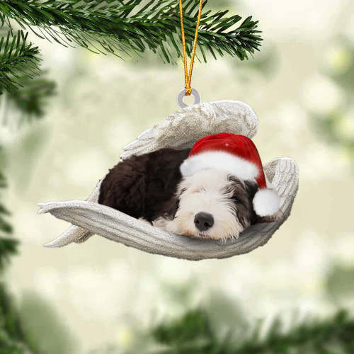 Old English Sheepdog Sleeping Angel Christmas Ornament