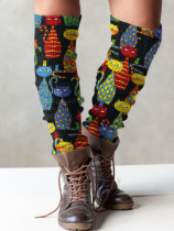 Casual retro cat knit boot cuffs leg warmers