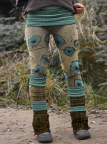 Retro floral print stitched thermal integrated Leggings