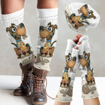 Retro Animal Knitted Hat + Leg Warmers + Fingerless Gloves Set