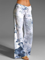 Casual floral printed loose wide-leg pants
