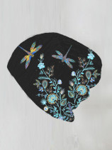Retro Casual Flower dragonfly Print Warm Hat