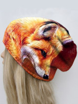 Retro fox casual printc warm hat cap
