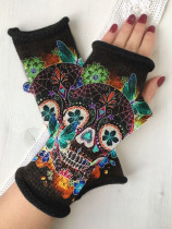 Punk horrible printed knitted warm gloves