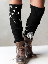 Retro dandelion and floral print knit boot cuffs leg warmers