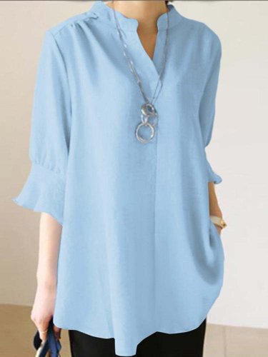 Women's Casual Elegant Pure Color Cotton Shirt