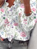 Floral Butterfly Print Long-Sleeve Shirt