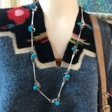 Mid-Century Brutalist Necklace Earrings and Bracelet Set Turquoise 925