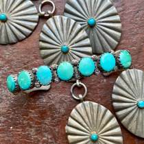 Minty Green Turquoise Row Bracelet by Zuni Coonsis