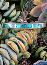 Turquoise Inlay Row Bracelet in Sterling Silver