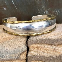 Sterling Silver and Brass Cuff Bracelet Mexico