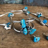 Mid-Century Brutalist Necklace Earrings and Bracelet Set Turquoise 925