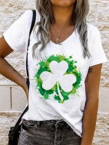 Women's St. Patrick's Day Shamrock Crew Neck Short Sleeve T-Shirt