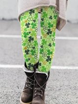 Women's Casual St. Patrick's Day Lucky Grass Printed Wool Leggings