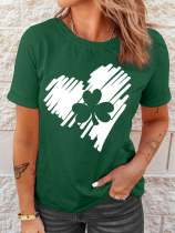 St. Patrick'S Day Shamrocks Heart Print T-Shirt