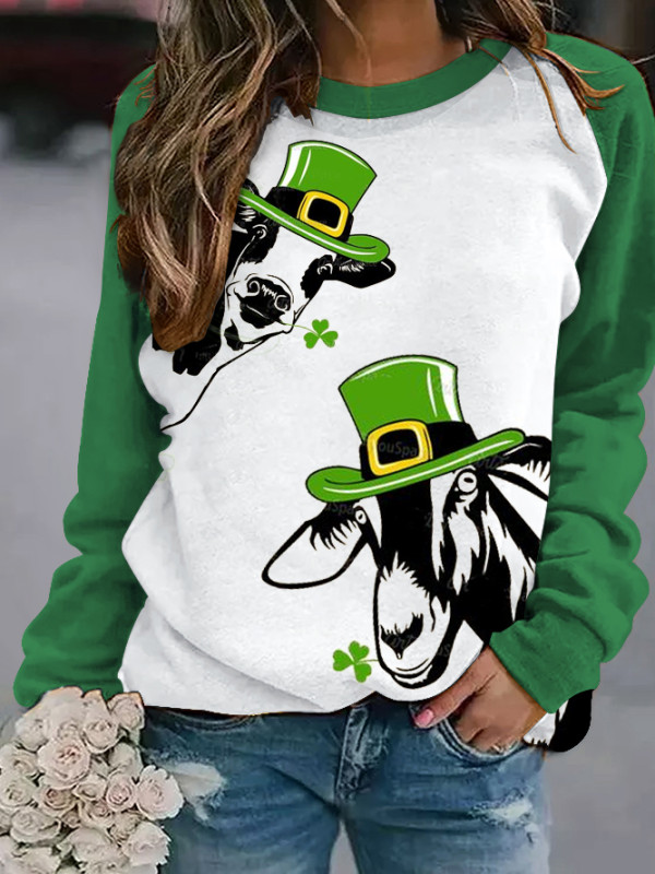 Women's St. Patrick's Day Round Neck Long Sleeve Sweatshirt