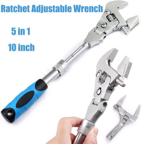 5-in-1 Adjustable180 Degrees Bent Ratchet Torque Universal Wrench
