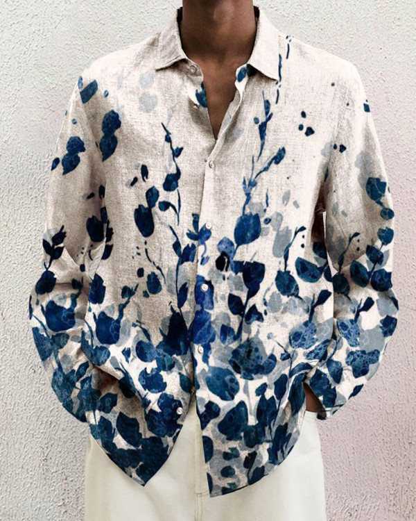 Men's cotton&linen long-sleeved fashion casual shirt c710