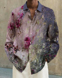 Men's cotton&linen long-sleeved fashion casual shirt 81d0
