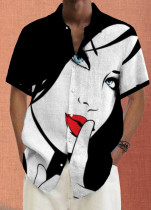 Mens Art Print Casual Breathable Short Sleeve Shirt b814