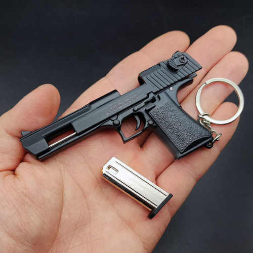 All Black Desert Eagle Full Metal Gun Model Keychain