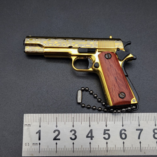 1:3 Damascus pattern wooden handle golden M1911 full metal gun model