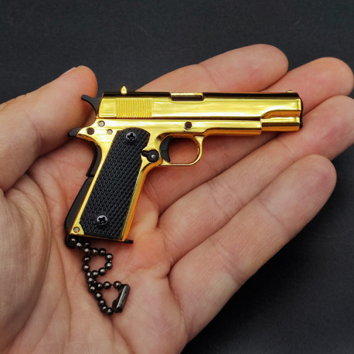 Gold Plated M1911 Metal Gun Model Toy Keychain Gift
