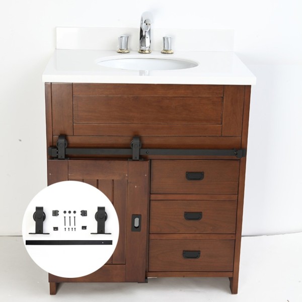 3.3 FT Mini Top Mount Sliding Barn Door Hardware Kit Perfect for Cabinets TV Stands Closets 100% Steel One Piece Track Rail