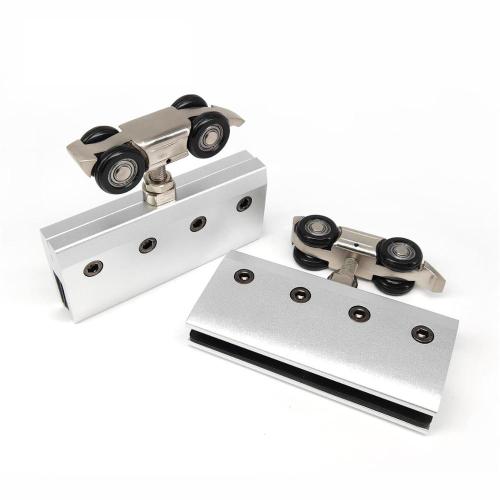 Aluminium Alloy Frameless Brushed Glass Shower Sliding Barn Door Hardware Track Kit
