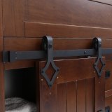 3.3 FT Diamond Black Carbon Steel REAL Mini Barn Sliding Door Hardware Track Kit for Cabinet Door