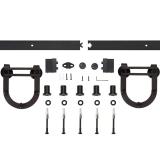 4.9FT/6FT/6.6FT Horseshoe Double Wheels Black Carbon Steel Interior Wood Sliding Barn Door Hardware Track Kit