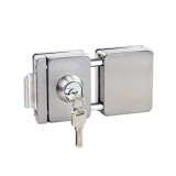 Stainless Steel 10-12mm Glass Door Lock single Side Open No Drilling square Gate lock with key