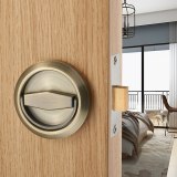 Black Invisible Door handle Lock Storage Room Wooden Door Lock TV Wall single door handles for interior door Concealed Keyless