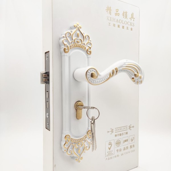 Vintage Handle Door Lock Wood Silent Locker Handle Door Lock for Home Security Interior Lockset Door Hardware