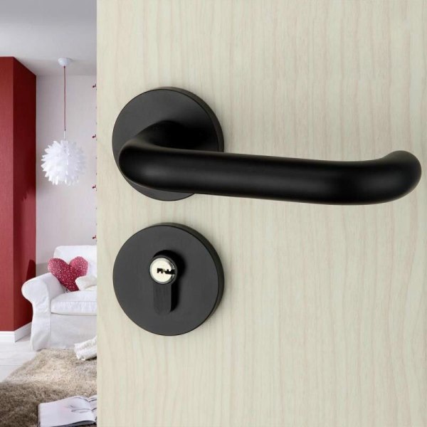 Black space aluminum door handle Interior Bedroom Split Silent door lock gold wood door hardware for safety